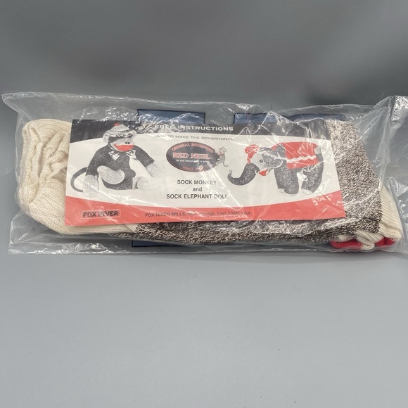 Original Sock Monkey Elephant Kit By Nelson Rockford Red Heel Work Socks Large - Picture 6 of 6